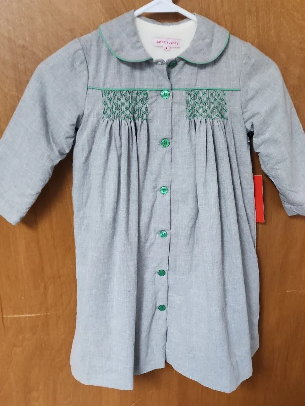 Smocked Coat Girls' 4t with Green Smocking Fleece Lined.